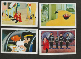 Chromo Vignette Image < " TINTIN ET LE LAC AUX REQUINS " ( Lot De 4 ) N° 135 137 139 140 <  Raymond Leblanc 1973 - Tintin