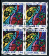DENMARK 1987 Ribe Cathedral 3.80 Kr Block Of 4 Used.   Michel 892 - Gebraucht