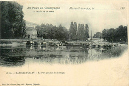 Mareuil Sur Ay * Le Port Pendant Le Chômage * Péniches Batellerie Barge Chaland Péniche - Mareuil-sur-Ay