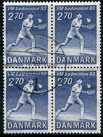 DENMARK 1983 Badminton Block Of 4 Used.   Michel 770 - Oblitérés