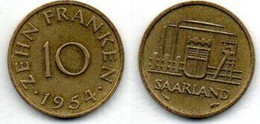 Sarre 10 Franken 1954 TTB - Altri & Non Classificati