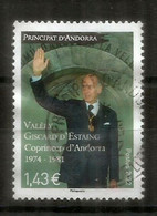 2022.Homenaje Al Presidente Valery Giscard D'Estaing, Copríncipe De Andorra 1974 Y 1981, Sello Usado, 1ª Calidad.AND.FR - Used Stamps