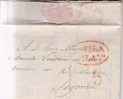 Prefilatelia 1837 Carta A Segovia  Marcas Nº3 Avila  Castilla L.V. Porteo 5 - ...-1850 Prefilatelia