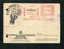 Deutsches Reich / 1944 / Freistempel "DUESSELDORF, PAGUAG" Auf Karte, Werbezudruck "POLYPYRIT" (E631) - Marcofilia - EMA ( Maquina De Huellas A Franquear)
