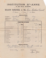 Institution Sainte-Anne à Auxonne (21) - Lot De 6 Bulletins Scolaires De 1935 à 1937 + Notes De Frais & Reçus - Diploma's En Schoolrapporten