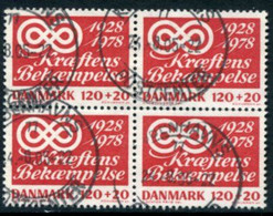 DENMARK 1978 Cancer Charity Block Of 4 Used   Michel 672 - Gebruikt