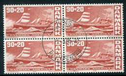 DENMARK 1976 Bicentenary Of US Independence 90+20 Øre. Block Of 4 Used   Michel 612 - Usado