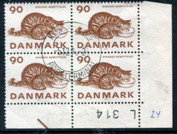 DENMARK 1975 Endangered Fauna 90 Øre. Block Of 4 Used   Michel 606 - Gebraucht