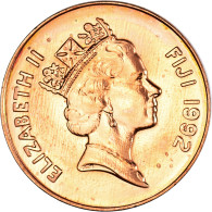 Monnaie, Fidji, Elizabeth II, 2 Cents, 1992, SUP+, Copper Plated Zinc, KM:50a - Figi