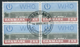 DENMARK 1972 WHO Headquarters. Block Of 4 Used   Michel 531 - Oblitérés