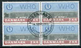 DENMARK 1972 WHO Headquarters. Block Of 4 Used   Michel 531 - Gebruikt