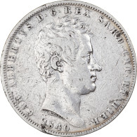 Monnaie, États Italiens, SARDINIA, Carlo Alberto, 5 Lire, 1840, Genoa, TB+ - Piemonte-Sardinië- Italiaanse Savoie