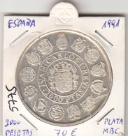 E5775 MONEDA ESPAÑA 2000 PESETAS 1991 PLATA MBC 70 - 2 000 Pesetas