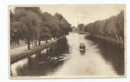 Postcard Bedfordshire River And Embankment Photochrom Ww2 Unused - Bedford