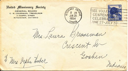 Canada Cover Kitchener Ontario 21-6-1954 - Lettres & Documents