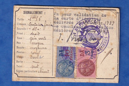 Carte D' Identité - 1939 - MEZIERES ( Ardennes ) - Emilia Palmyre GODBILLE épouse PARADIS Né à Anor - Timbre Fiscal Taxe - Cartas & Documentos