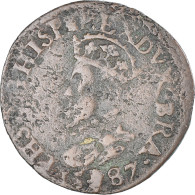 Monnaie, Pays-Bas Espagnols, Philippe II, Liard, 1587, Anvers, TB+, Cuivre - Países Bajos Españoles