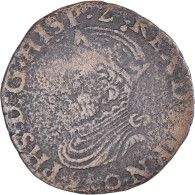 Monnaie, Pays-Bas Espagnols, Philippe II, Liard, 1590, Tournai, TB, Cuivre - Spanische Niederlande