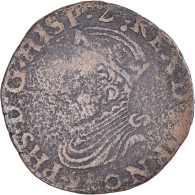 Monnaie, Pays-Bas Espagnols, Philippe II, Liard, 1590, Tournai, TB, Cuivre - Spanish Netherlands