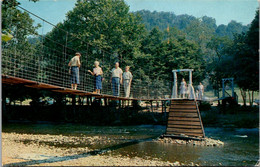 Tennessee Cherokee Indian Reservation Swinging Bridge Over Oconaluftee River - Smokey Mountains