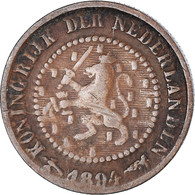 Monnaie, Pays-Bas, Wilhelmina I, 1/2 Cent, 1894, TB+, Bronze, KM:109.2 - 0.5 Centavos