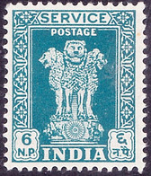 INDIA 1957 6np Turquoise-Blue SERVICE SGO169 MH - Francobolli Di Servizio