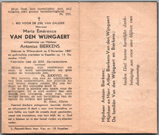 Bidprentje Wilmarsdonk - Van Den Wijngaert Maria Emérence (1881-1945) Kreukels - Imágenes Religiosas