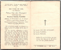 Bidprentje Wilmarsdonk - Van Den Wyngaert Petrus (1878-1950) - Imágenes Religiosas