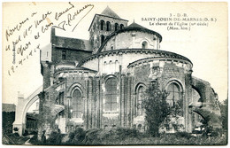 79600 SAINT-JOUIN-DE-MARNES - Le Chevet De L'Eglise (XIe Siècle) - Jolie Petite Carte écrite En 1919 - Saint Jouin De Marnes