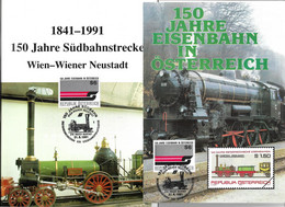 2132d: Südbahn- Jubiläum: Stempel Wr. Neustadt, Plus Stempelblatt & Prospekt 52 Seiten 1987, Motiv "Eisenbahn" - Wiener Neustadt