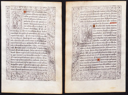 Leaf Of A Book Of Hours Printed On Vellum / Blatt Eines Gedruckten Stundenbuches Auf Pergament / Feuillet D'un - Livres Anciens