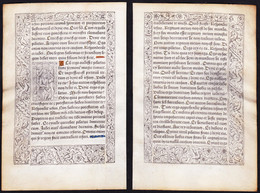 Leaf Of A Book Of Hours Printed On Vellum / Blatt Eines Gedruckten Stundenbuches Auf Pergament / Feuillet D'un - Livres Anciens