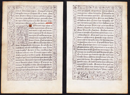 Leaf Of A Book Of Hours Printed On Vellum / Blatt Eines Gedruckten Stundenbuches Auf Pergament / Feuillet D'un - Livres Anciens