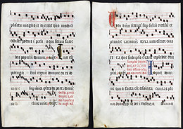 Seltenes, Sehr Großes Original Pergament-Blatt Aus Einer Antiphonar-Handschrift Des 15. Jahrhunderts / Very Ra - Teatro & Sceneggiatura