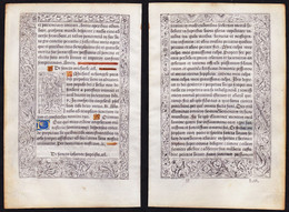 Leaf Of A Book Of Hours Printed On Vellum / Blatt Eines Gedruckten Stundenbuches Auf Pergament / Feuillet D'un - Livres Anciens