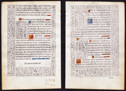 Leaf Of A Book Of Hours Printed On Vellum / Blatt Eines Gedruckten Stundenbuches Auf Pergament / Feuillet D'un - Old Books