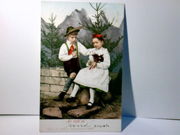 Trachten / Nostalgie.  Er Liebt Mi... ! . Alte Ansichtskarte / Postkarte Farbig, Gel. 1904. Bub U. Mädel In Tr - Unclassified