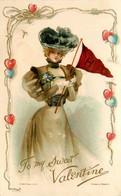 St Valentin * To My Sweet Valentine ! * CPA Illustrateur Gaufrée Embossed Art Nouveau Jugendstil * Femme Coeurs Mode - Dia De Los Amorados