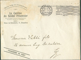 Enveloppe De L'Agence Belge De Renseignements Pour Les Prisonniers De Guerre LA CANTINE Du SOLDAT PRISONNIER, Obl. Méc. - Krijgsgevangenen