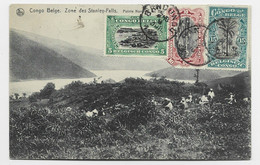 CONGO BELGE 5C+15C+ 10C DEFAUT AU RECTO BANDUNON 1921 CARTE ZONE DES STANLEY FALLS TO SUISSE - Lettres & Documents