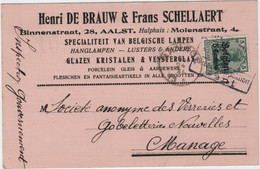 Kaart Met OC  Verstuurt Van Aalst Naar Manage Lampen De Brauw Schellaert (geprûft) - German Occupation
