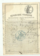 PERMIS DE CHASSE Sous Prefecture  Algerie Miliana   CACHET Miliana Algerie  1894 - Decretos & Leyes