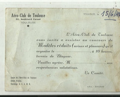 Aero Club De Toulouse Laissez Passer  1947 - Tessere Associative