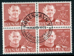 DENMARK 1972 King's 75th Birthday Block Of 4 Used   Michel 520 - Usati