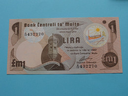 1 One Pound / Lira - 1967 ( A-13 432270 ) Bank Centrali Ta' Malta ( For Grade, Please See Photo ) UNC ! - Malte