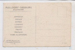 5200 SIEGBURG - MÜLLDORF, Neujahrsmenu 1.1.1919 Des Kanadisch - Franz. 22. Bataillons - Siegburg