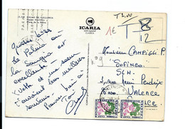 Carte Mallorca TAXÉE à L'arrivée En France VALENCE - 1960-.... Covers & Documents