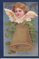 CPA Angelot Cloche Noël Ange Angel Gaufrée Embossed Circulé - Angels