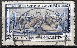 GREECE Special Cancellation 9 AΠΡ First Day Of The Games On 1906 Second Olympic Games 25 L Blue Vl. 204 - Used Stamps
