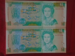 BELIZE, P 51 , 1 Dollar , 1990 , UNC , 2 Notes - Belize